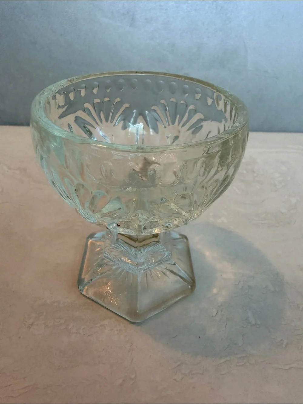 Vintage Crystal Cut Clear Glass Egg Tealight Holder Trinket Dish 3.5”